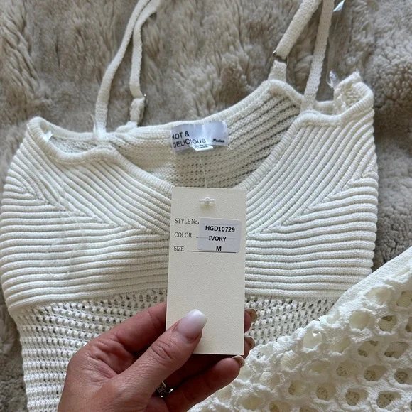 NEW Bridal Hot & Delicious White Crochet Midi Dress - Picture 8 of 8